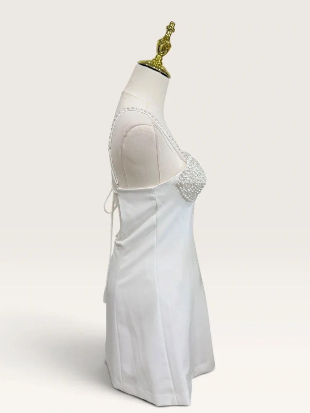 Gianni Bini Chloe A-Line Cut-Out Sequin(Pearl) Crepe White Party Dress NWT $249